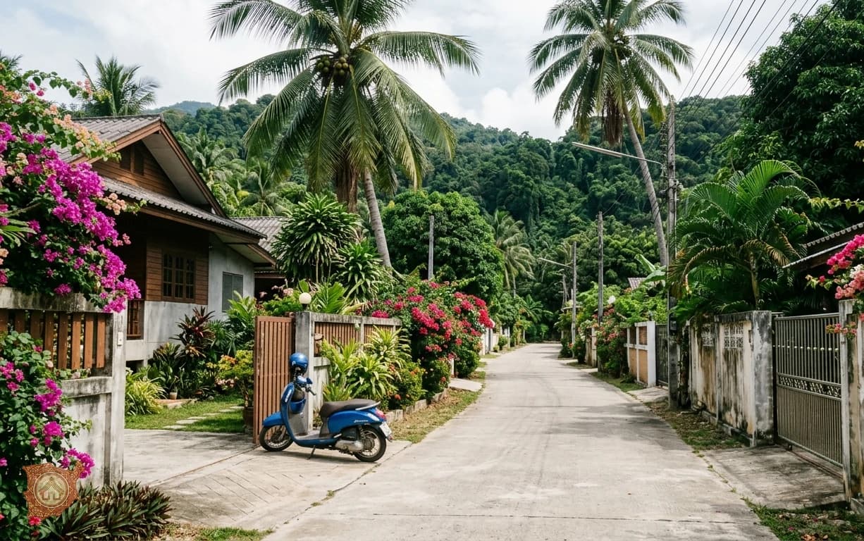 Long term rental homes and residential streets of Koh Samui Thailand