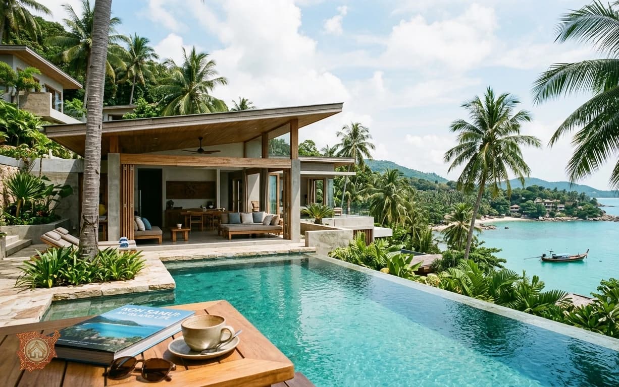Long term rental villa with private pool overlooking the sea on Koh Samui